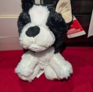 Black & White Plush Dog Toy - Soft Cuddly Pet Toy